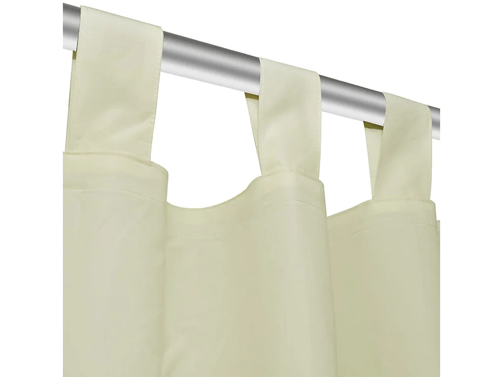 2 pcs Rideau à Passant Micro Satin Crème 140 x 245 cm
