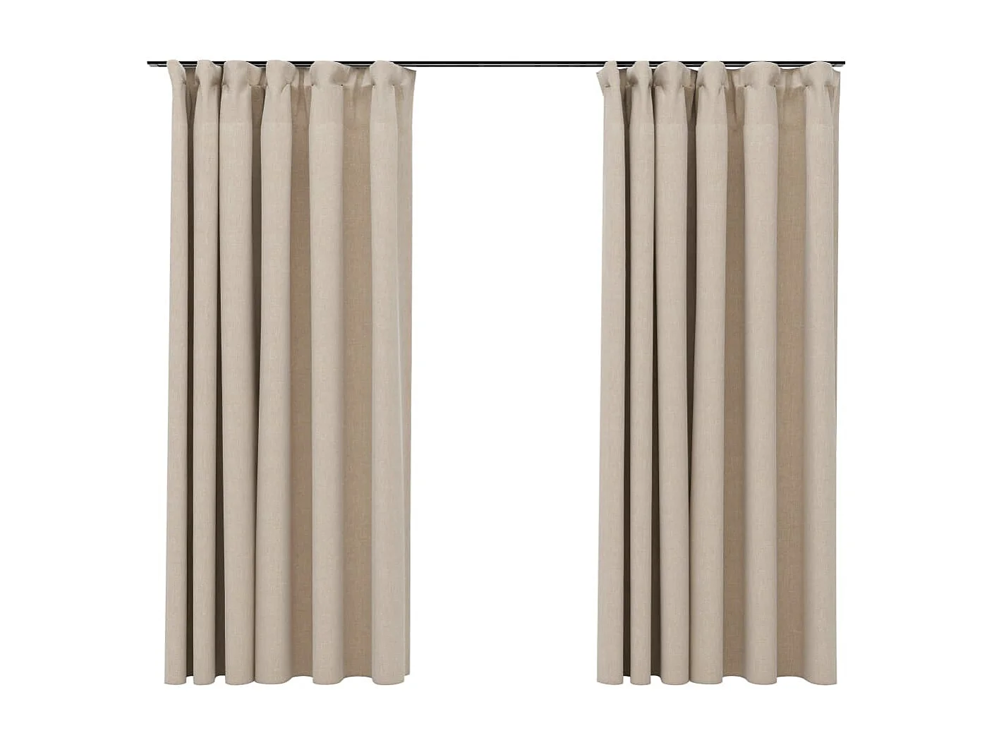 Tende oscuranti effetto lino e ganci 2 pz beige 140x175 cm