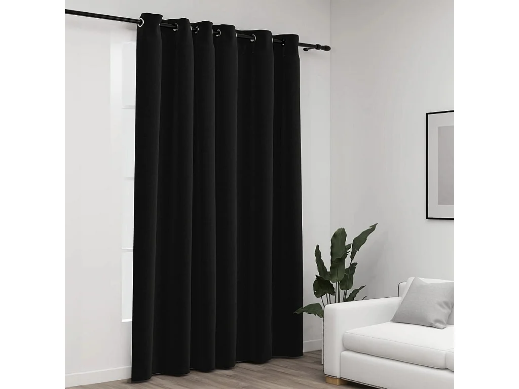 Rideau occultant Aspect de lin à œillets Anthracite 290x245 cm