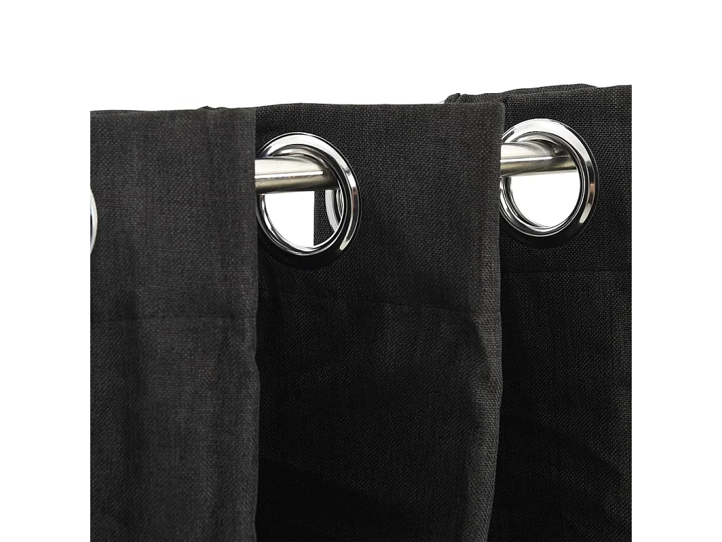 Verdunkelungsvorhang Leinenoptik mit Ösen Anthrazit 290x245 cm