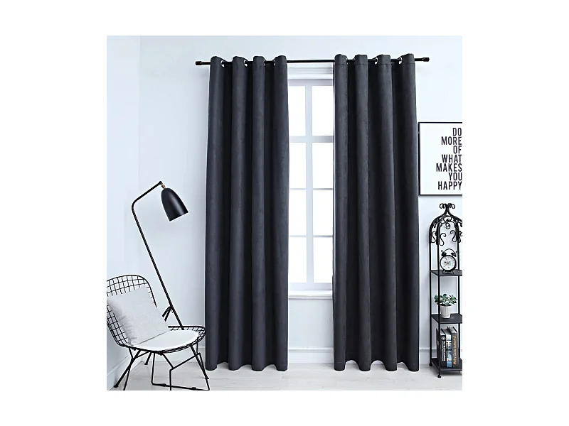 Verdunkelungsvorhänge mit Metallringen, 2 Stück, Anthrazit, 140 x 245 cm