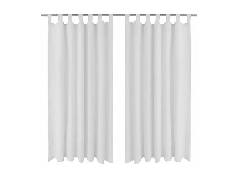 2 Stück weißer Mikrosatin-Schlaufenvorhang 140 x 245 cm