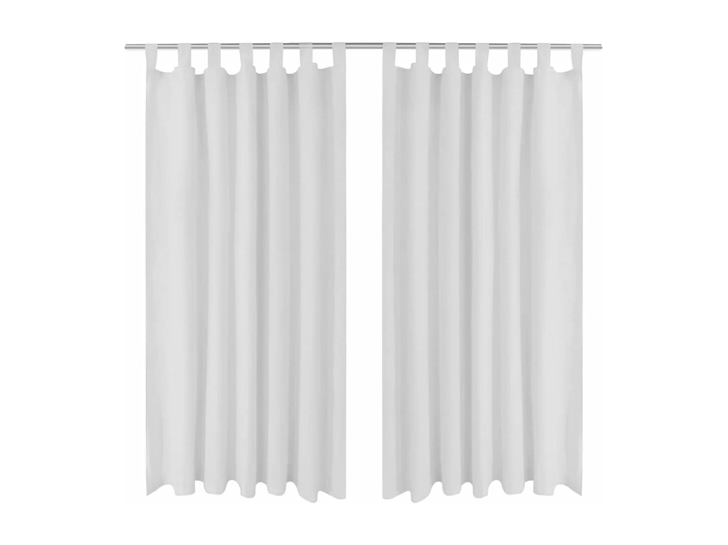 2 tende con passanti in micro raso bianco, 140 x 245 cm