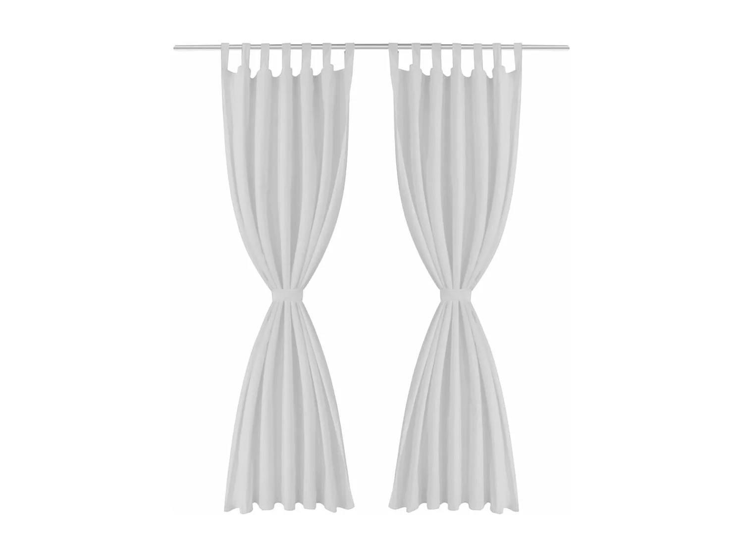 2 tende con passanti in micro raso bianco, 140 x 245 cm