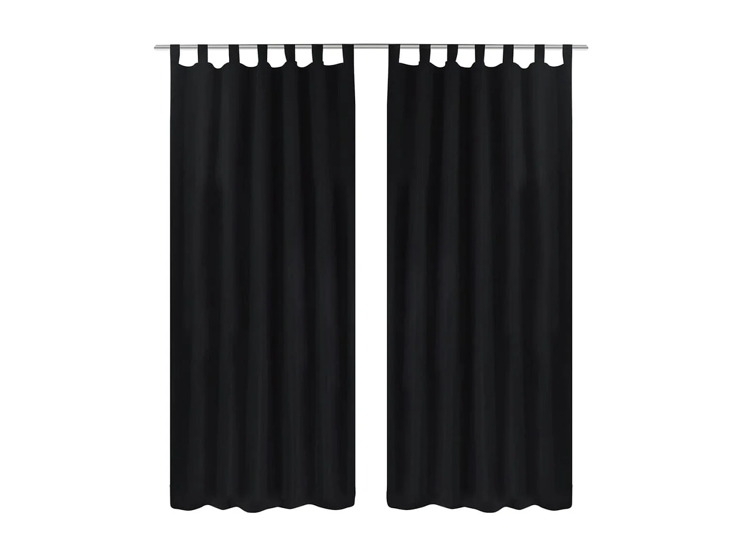 2 pcs Rideau à Passant Micro Satin Noir 140 x 175 cm
