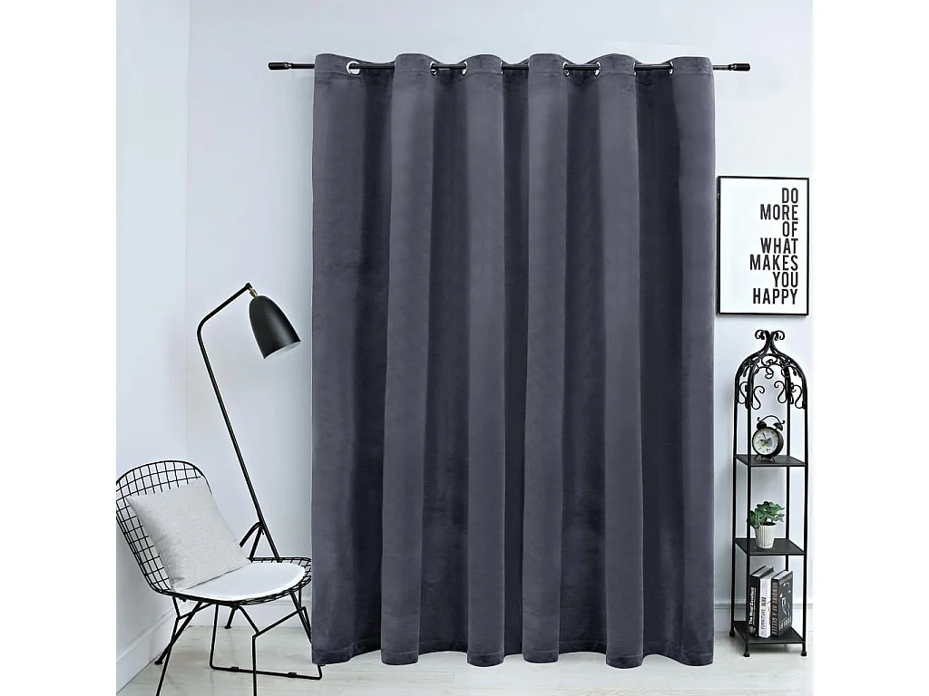 Tenda oscurante e anelli in metallo Velluto Antracite 290x245 cm