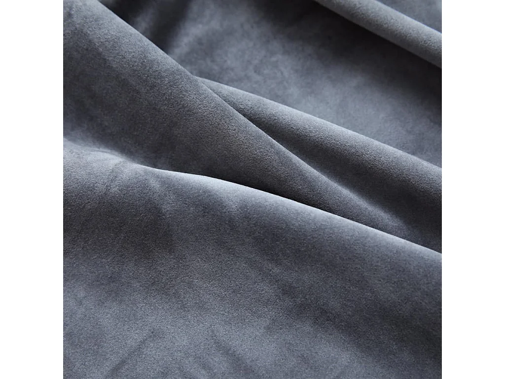 Rideau occultant et anneaux métal Velours Anthracite 290x245 cm