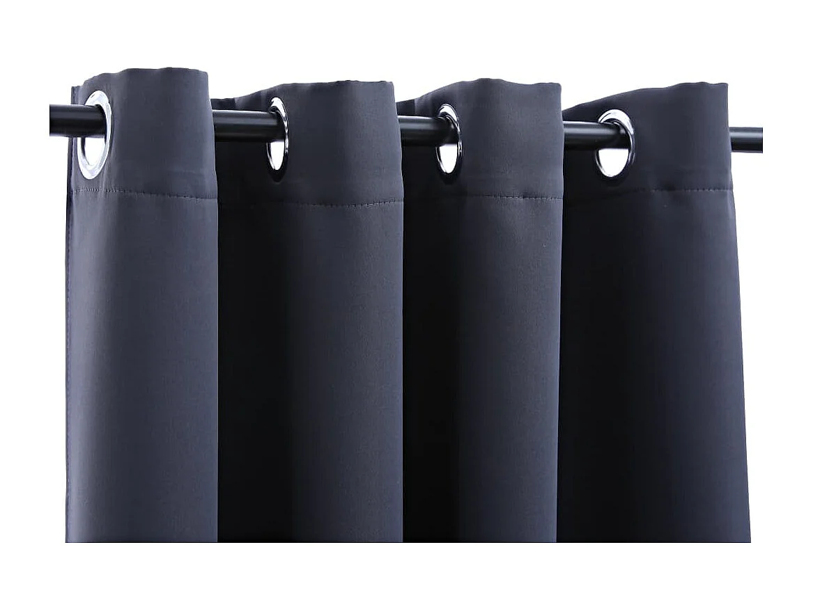 Rideaux occultants avec anneaux Métal 2pcs Anthracite 140x245cm