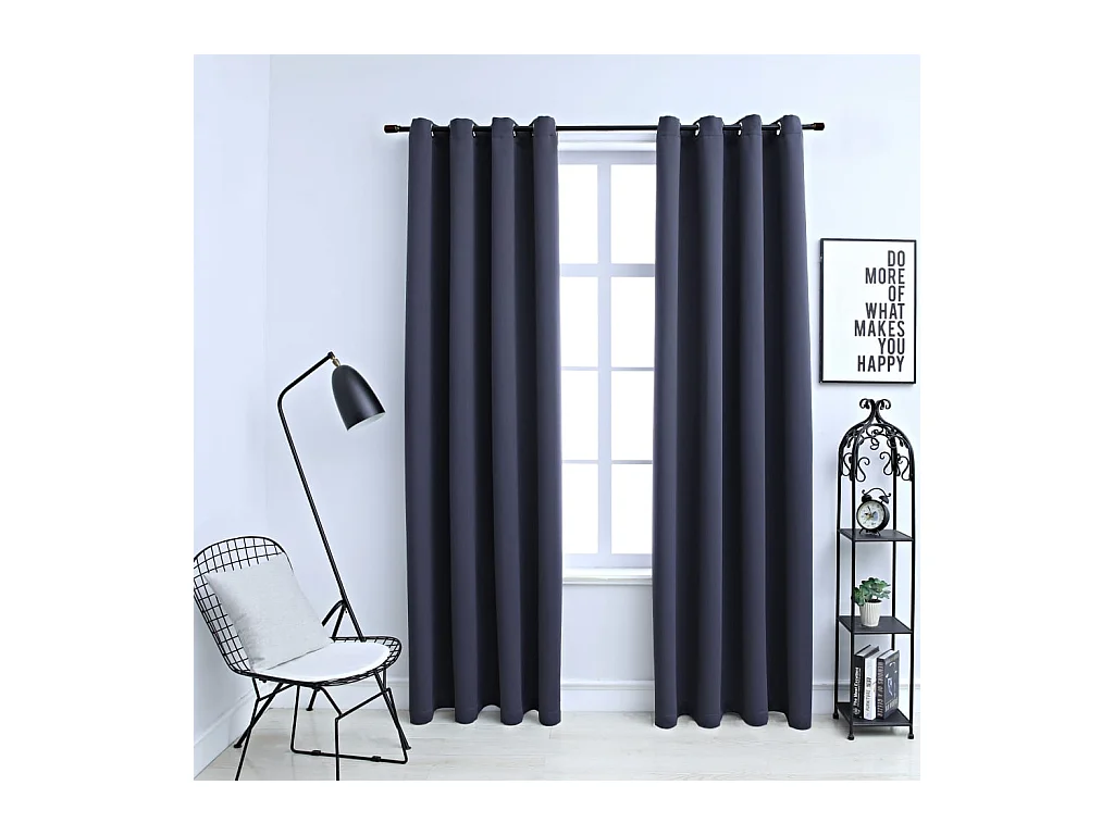Tende oscuranti con anelli in metallo 2pz Antracite 140x245cm