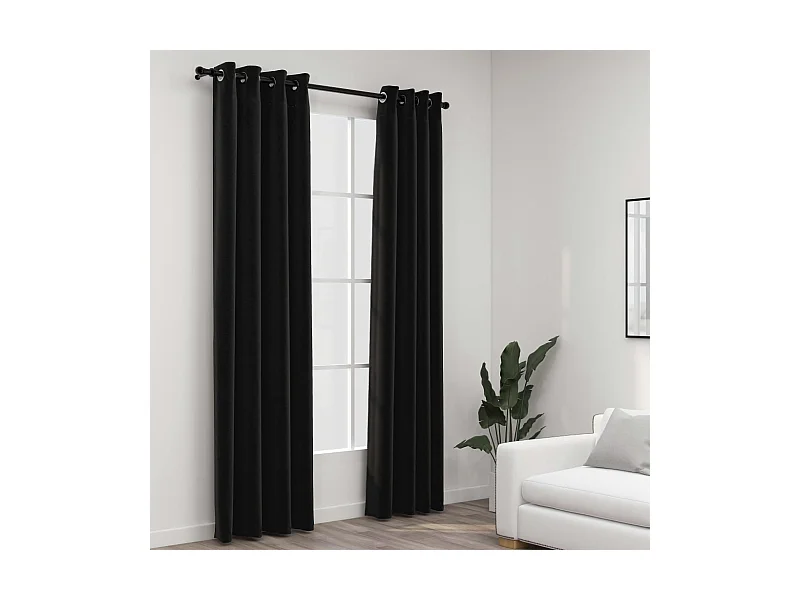 Verdunkelungsvorhänge Leinenoptik 2 Stück Anthrazit 140x245 cm