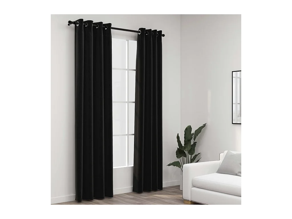 Rideaux occultants Aspect de lin 2 pcs Anthracite 140x245 cm