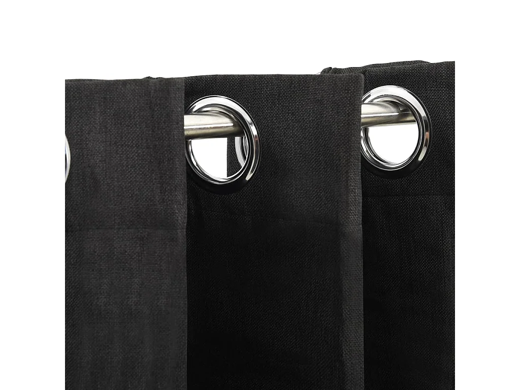 Rideaux occultants Aspect de lin 2 pcs Anthracite 140x245 cm
