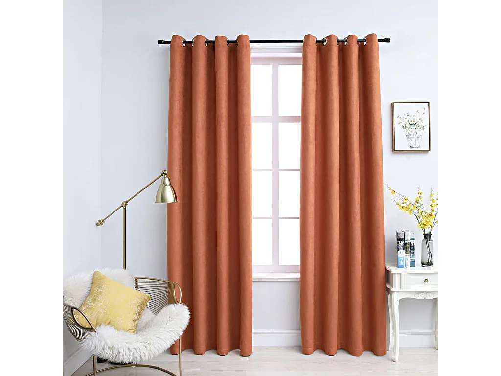 Tende oscuranti e anelli metallici 2 pz Ruggine 140x175 cm