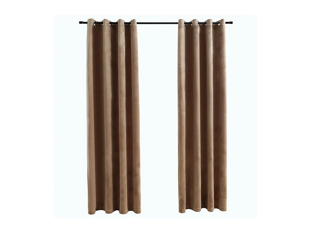 Tende oscuranti con anelli 2 pz Velluto Beige 140x245 cm