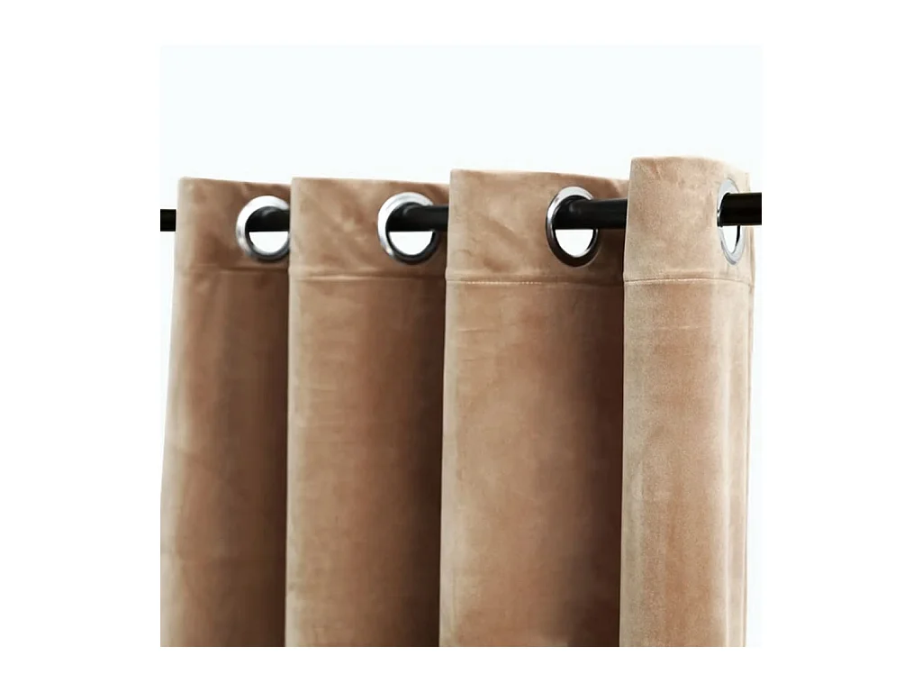 Tende oscuranti con anelli 2 pz Velluto Beige 140x245 cm