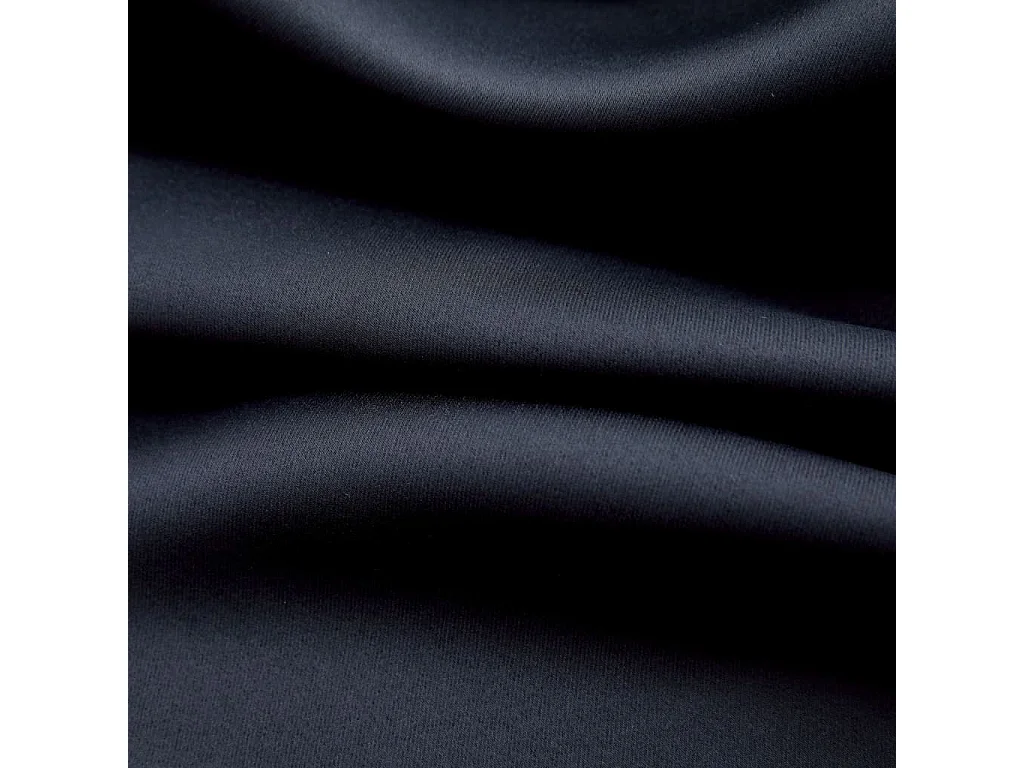 Rideaux occultants avec anneaux en métal 2 pcs Noir 140x245 cm