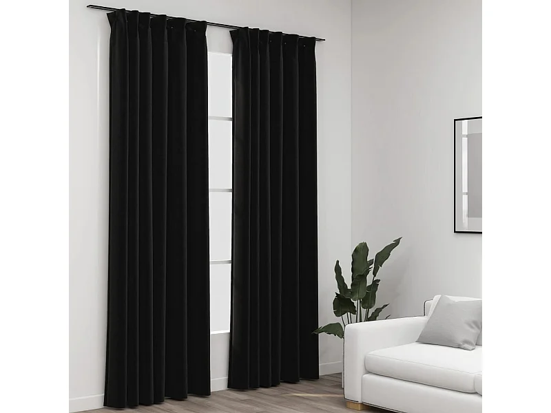 Linnenlook verduisterende gordijnen haak 2st Antraciet 140x225cm