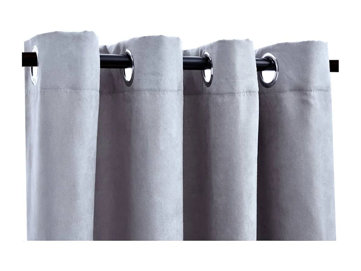 Tende oscuranti con anelli in metallo 2 pz Grigio 140x175 cm