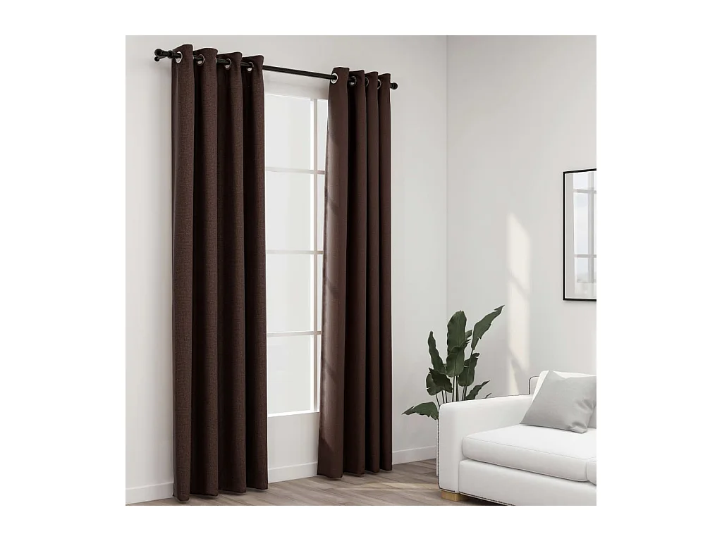 Rideaux occultants Aspect lin avec œillets 2pcs Taupe 140x245cm