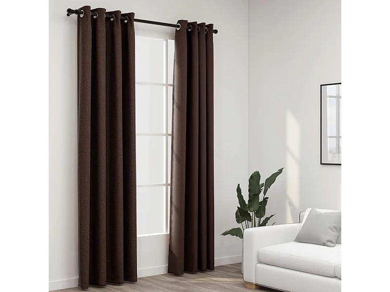 Cortinas blackout estilo linho com ilhós 2 unidades Taupe 140x245cm