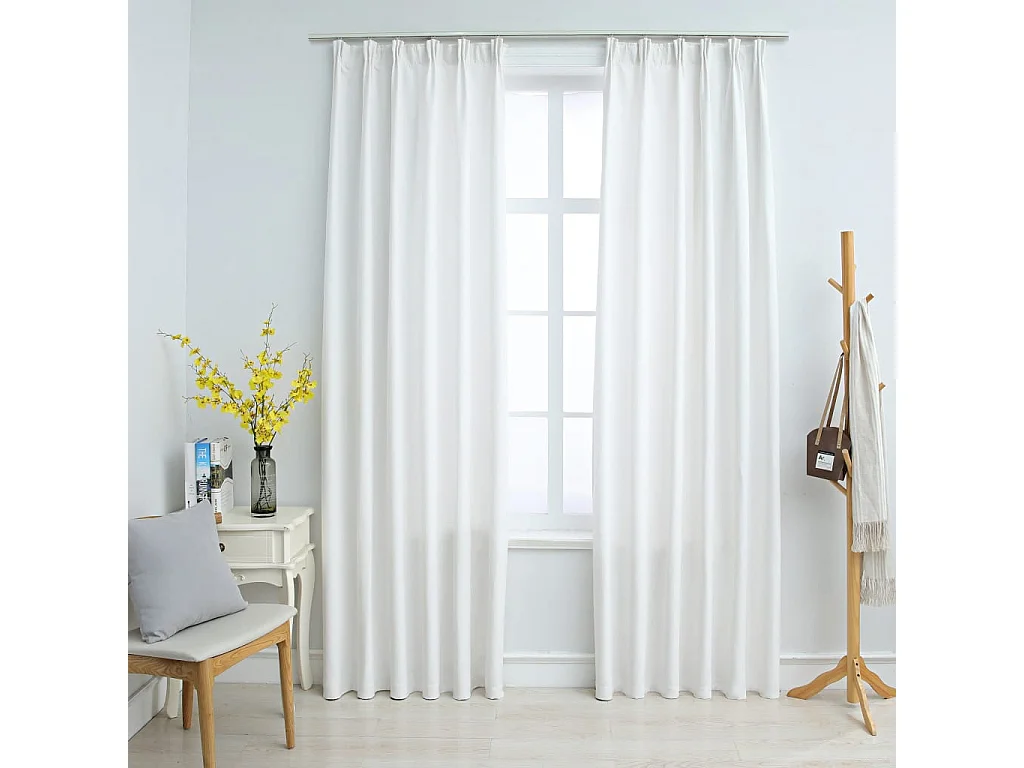Tende oscuranti con ganci 2 pz Bianco sporco 140x175 cm