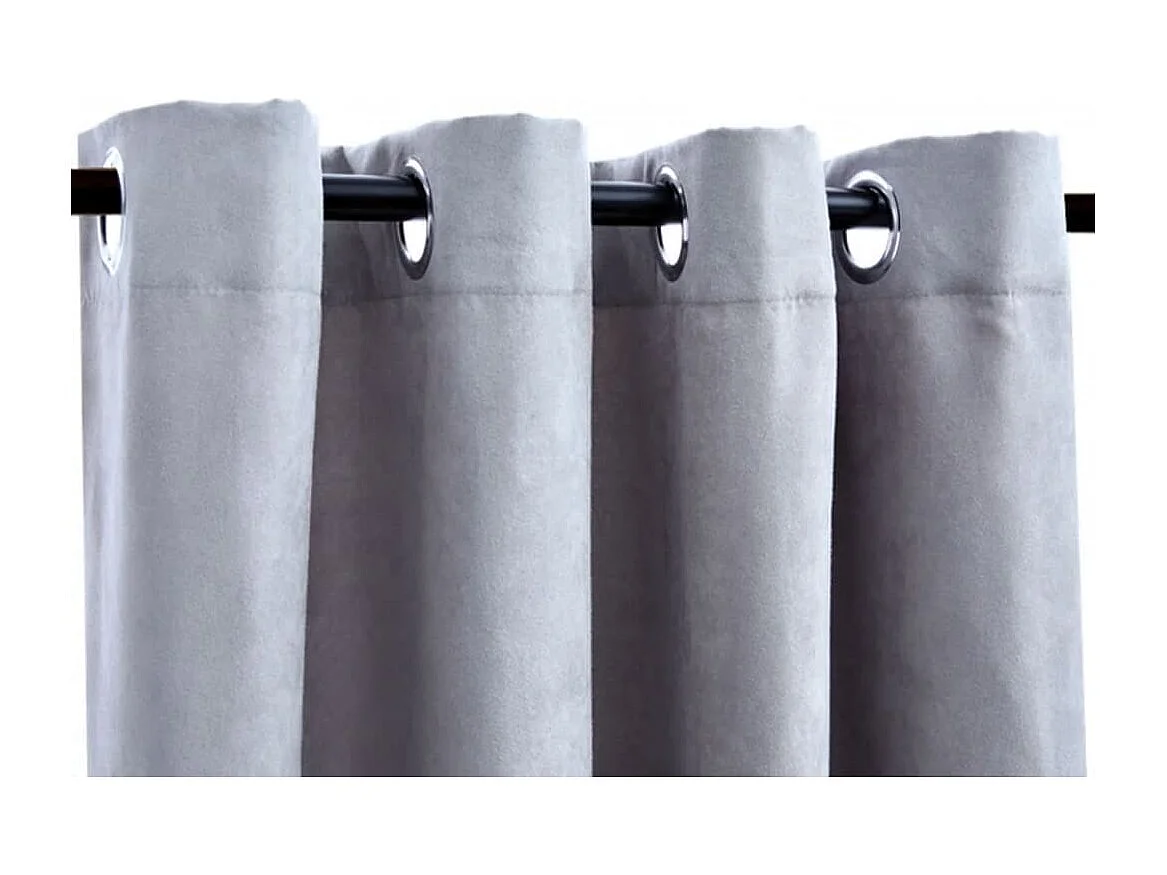 Rideaux occultants avec anneaux en métal 2 pcs Gris 140x245 cm