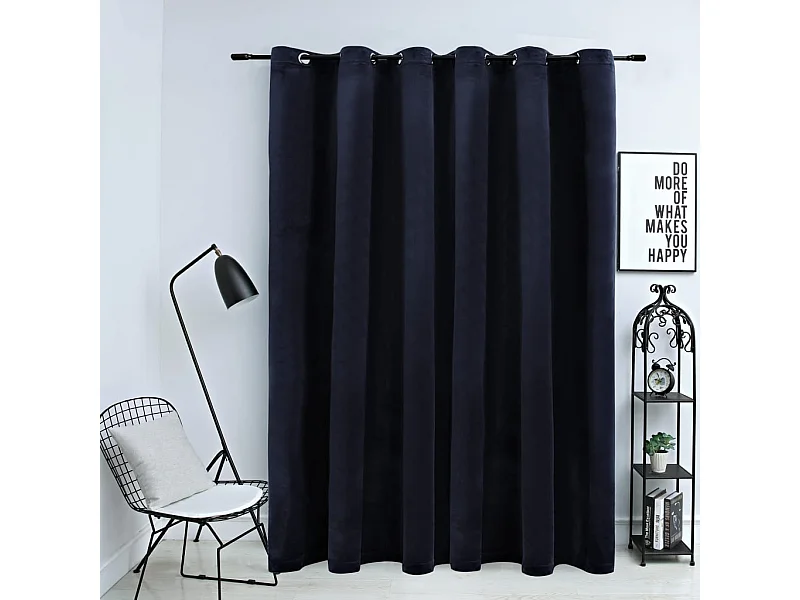Cortina opaca con anillas metálicas Terciopelo Negro 290x245 cm
