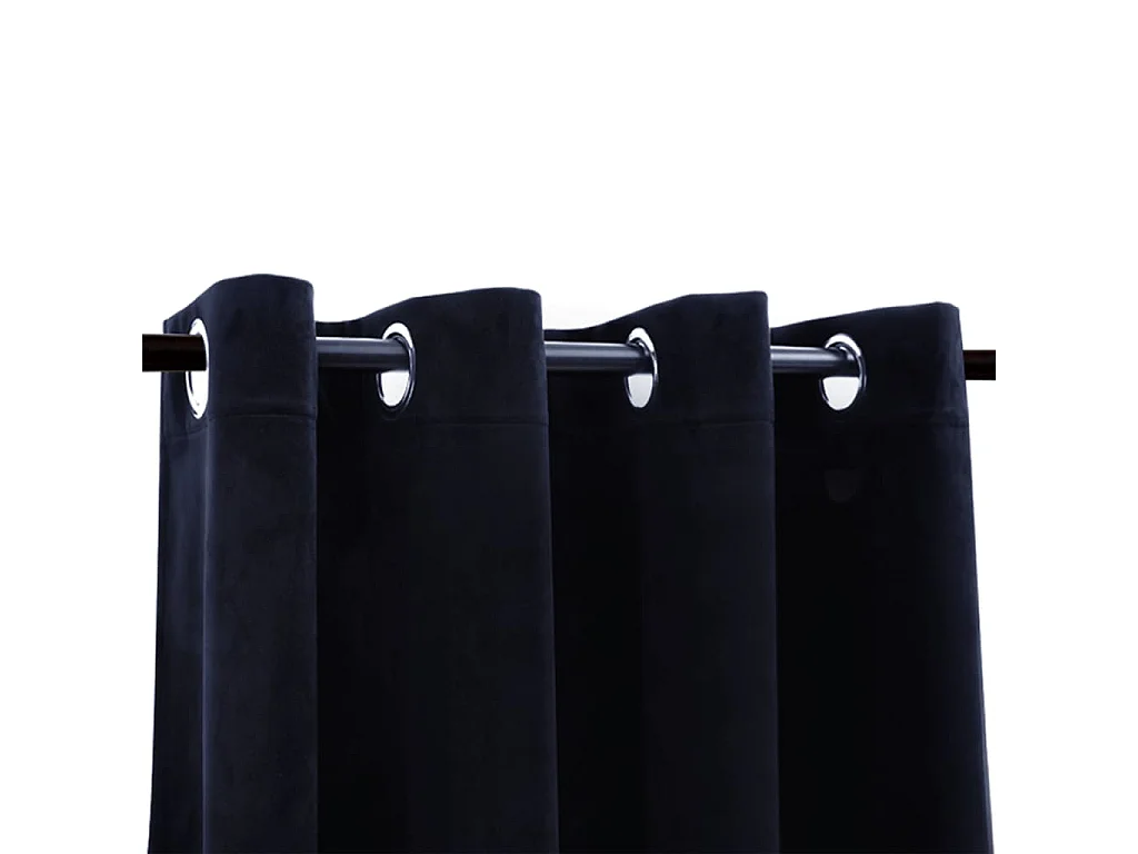 Verduisteringsgordijn met metalen ringen Zwart Fluweel 290x245 cm