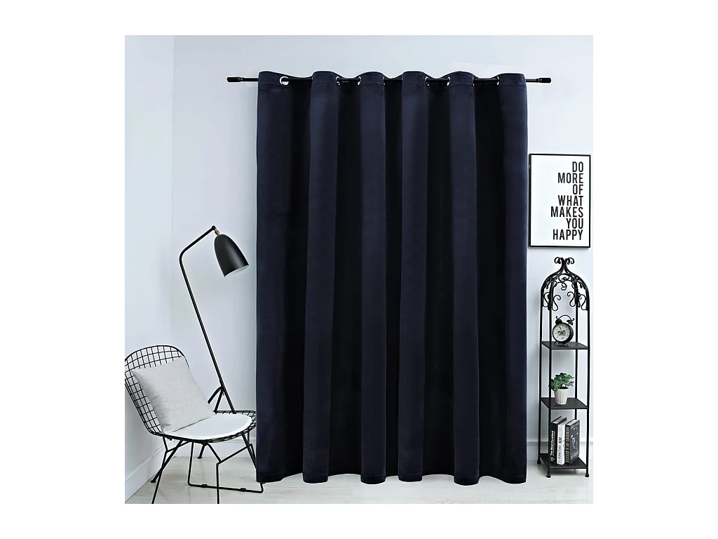 Rideau occultant avec anneaux en métal Velours Noir 290x245 cm