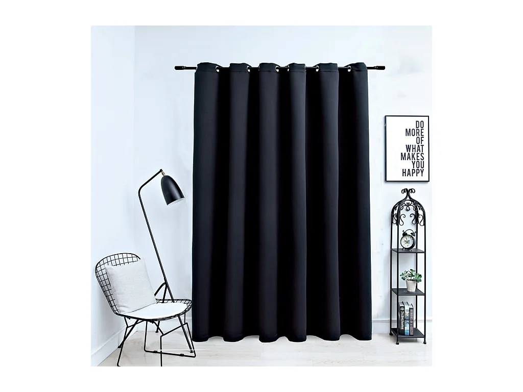 Rideau occultant avec anneaux en métal Noir 290x245 cm