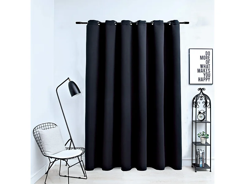 Tenda oscurante con anelli in metallo Nera 290x245 cm