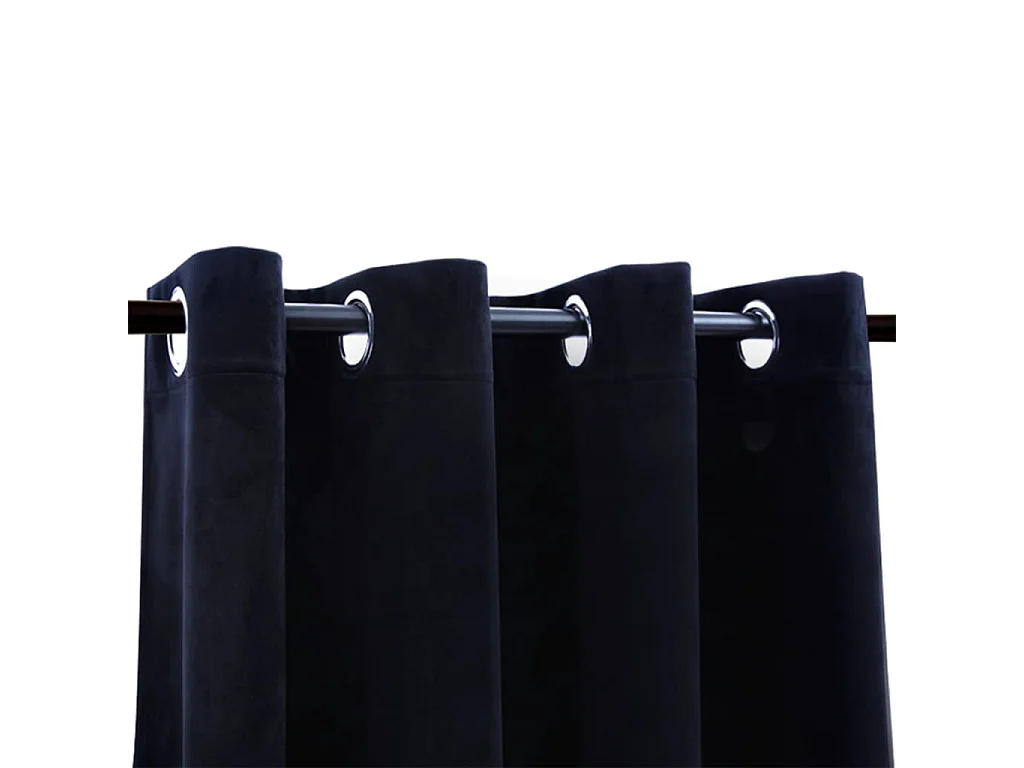Cortinas blackout com argolas 2 peças veludo preto 140x175 cm