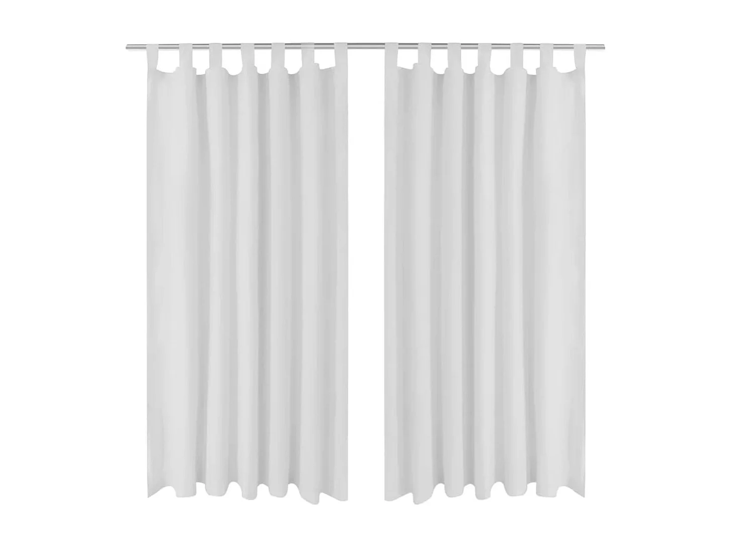 2 Stück weißer Mikrosatin-Schlaufenvorhang 140 x 175 cm