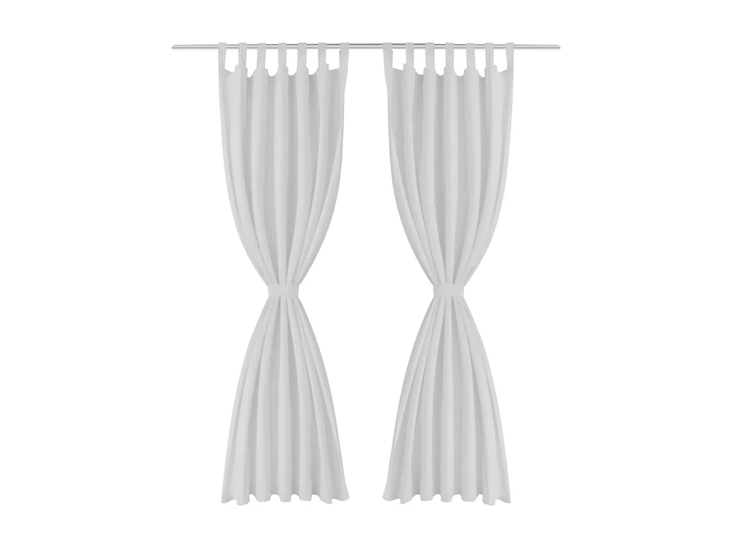 2 pcs Rideau à Passant Micro Satin Blanc 140 x 175 cm