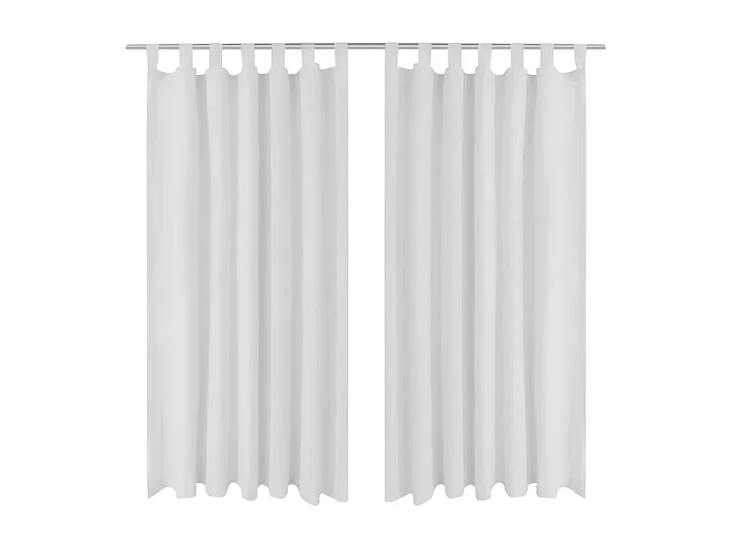2 pcs Rideau à Passant Micro Satin Blanc 140 x 175 cm