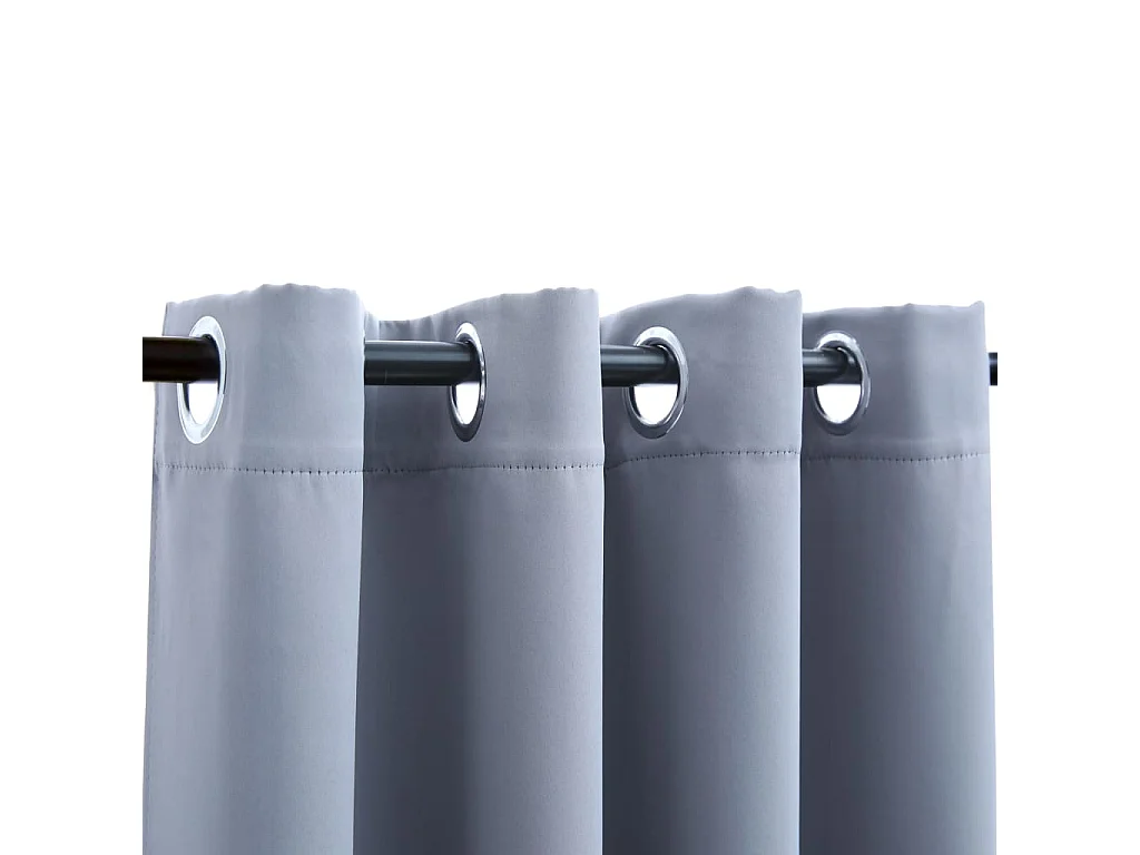 Cortina blackout com argolas de metal cinza 290x245 cm