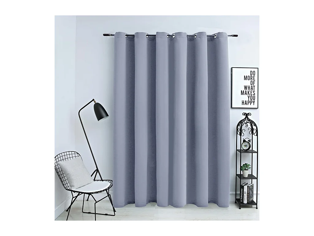Rideau occultant avec anneaux en métal Gris 290x245 cm