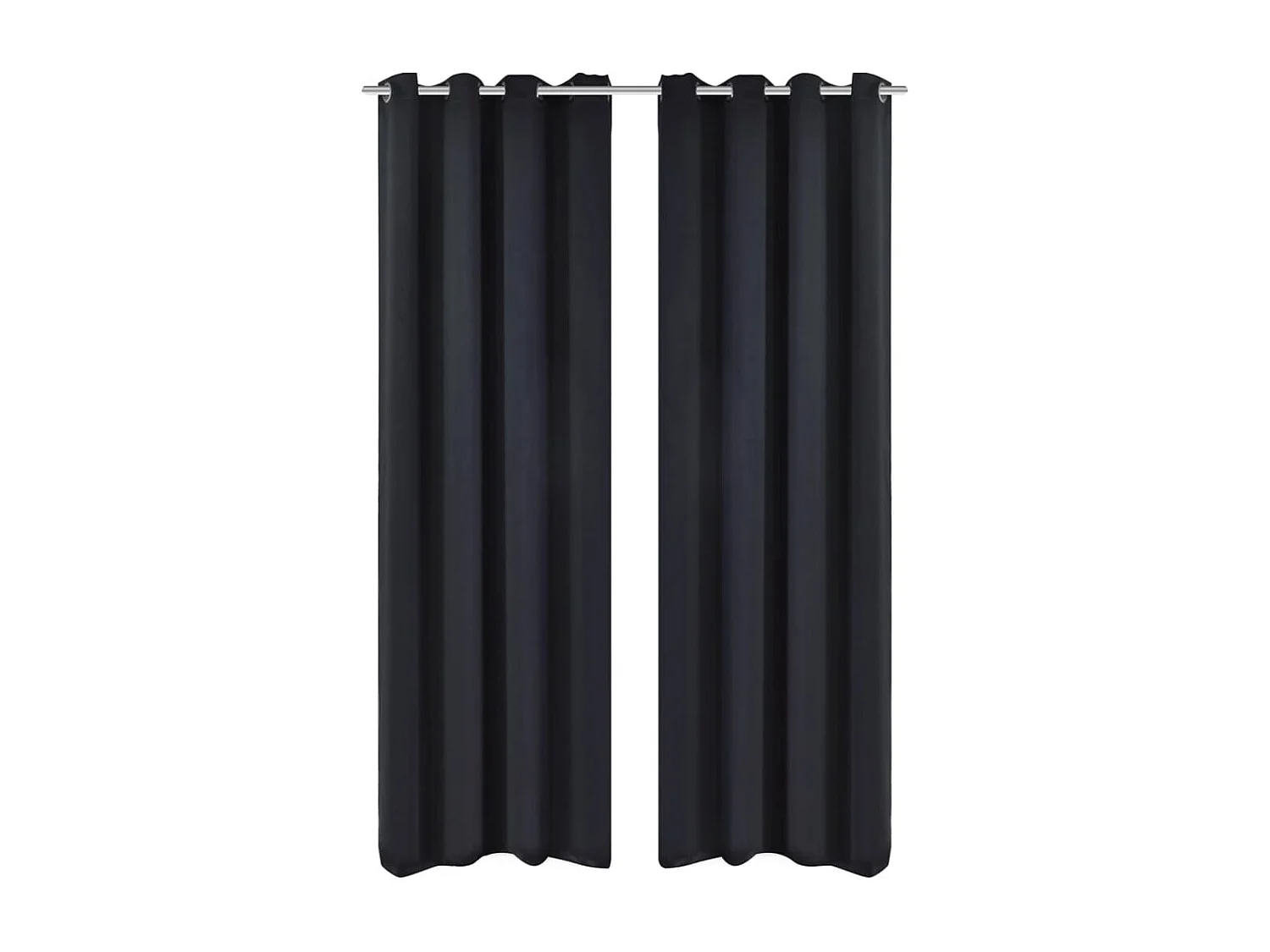 2 pcs Rideau Blackout Occultant Noir avec Œillets en métal 135x245cm
