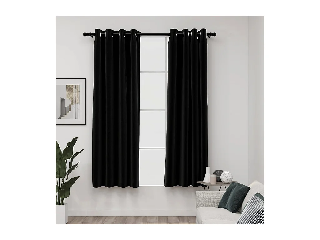 Tende oscuranti Aspetto lino 2 pz Antracite 140x175 cm