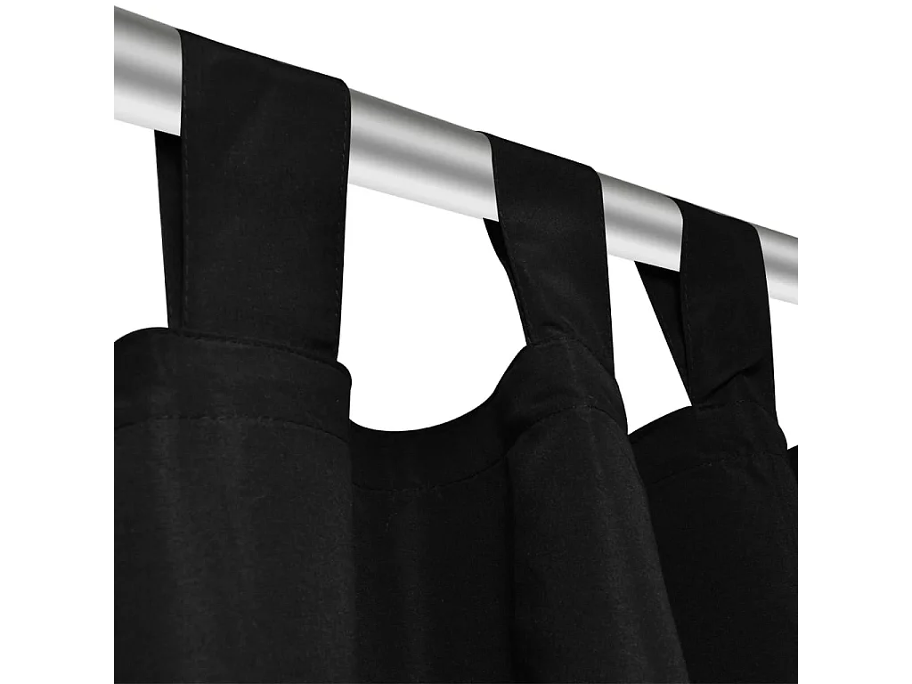 2 tende con passanti in micro raso nero, 140 x 225 cm