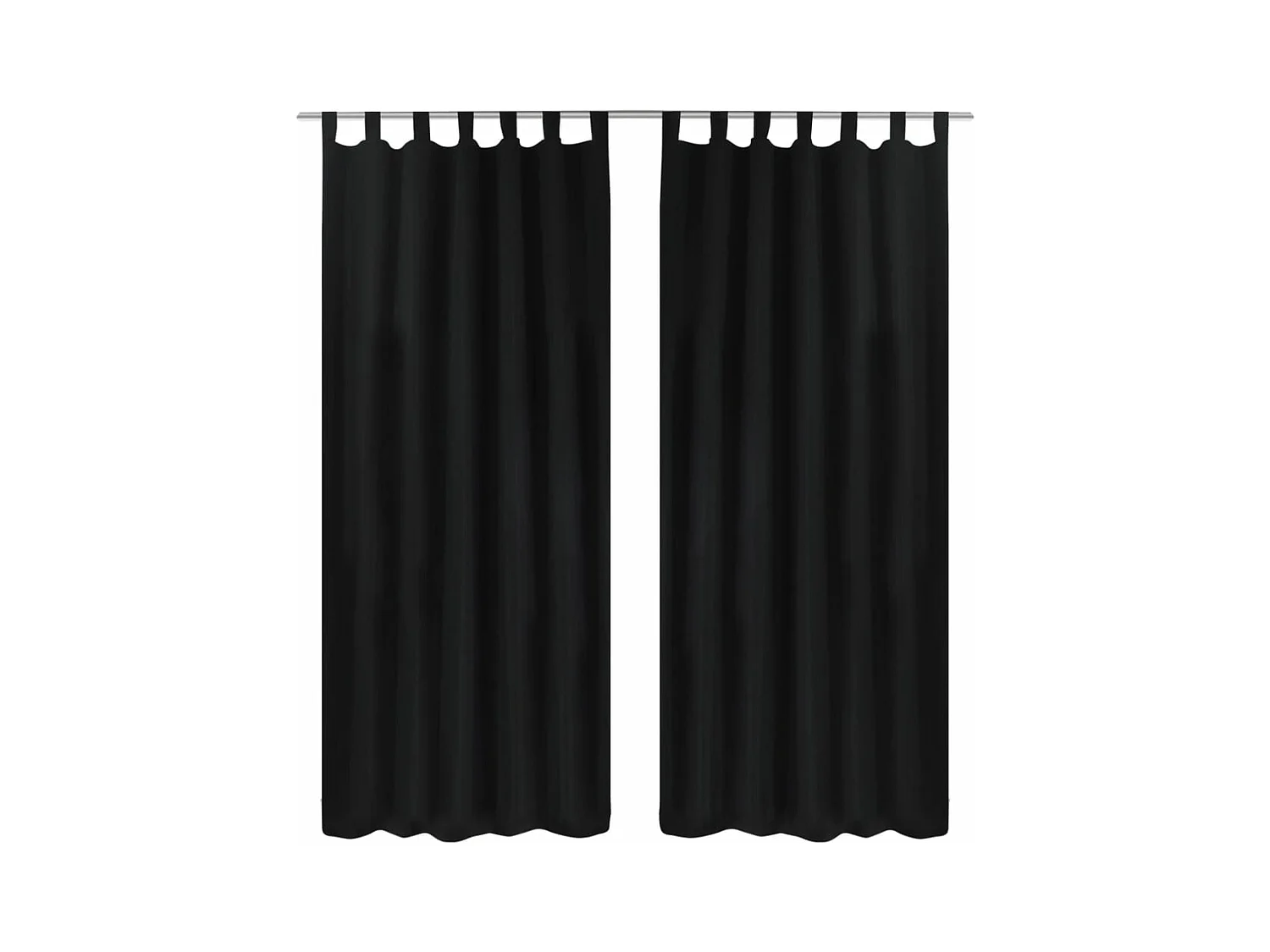 2 pcs Rideau à Passant Micro Satin Noir 140 x 225 cm