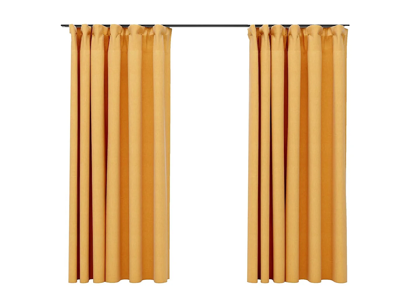 Rideaux occultants aspect lin et crochets 2 pcs Jaune 140x175cm