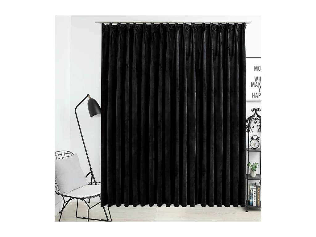 Rideau occultant avec crochets Velours Noir 290x245 cm