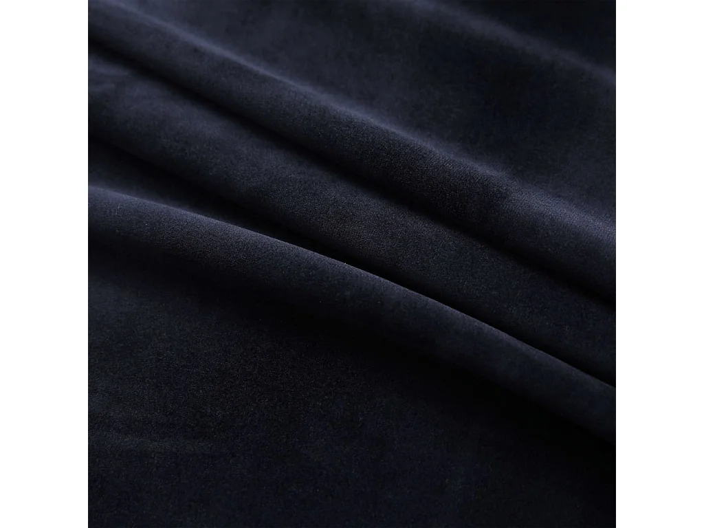 Rideaux occultants avec anneaux 2 pcs Velours Noir 140x245 cm