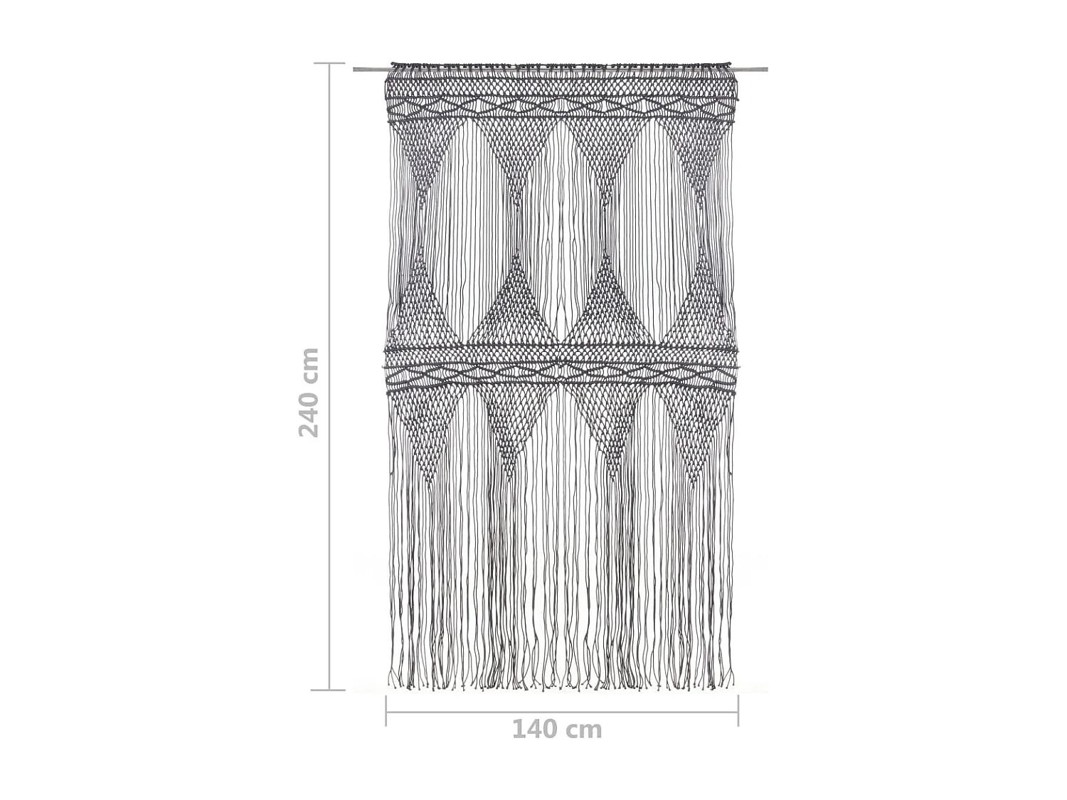 Rideau en macramé Anthracite 140x240 cm Coton