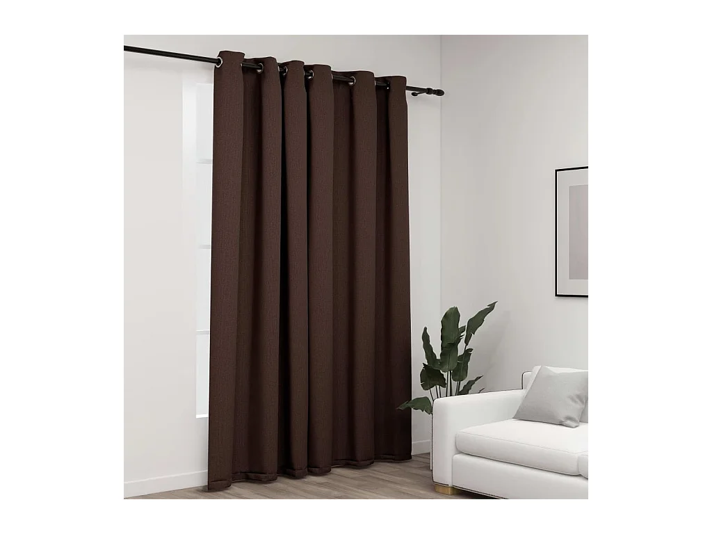 Rideau occultant Aspect de lin avec œillets Taupe 290x245 cm