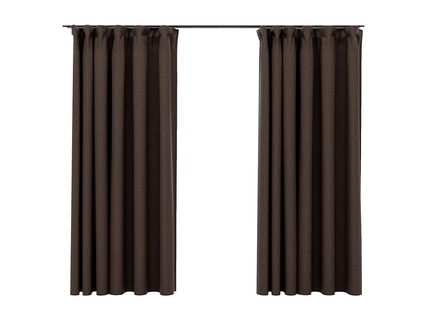 Rideaux occultants aspect lin et crochets 2 pcs Taupe 140x175cm