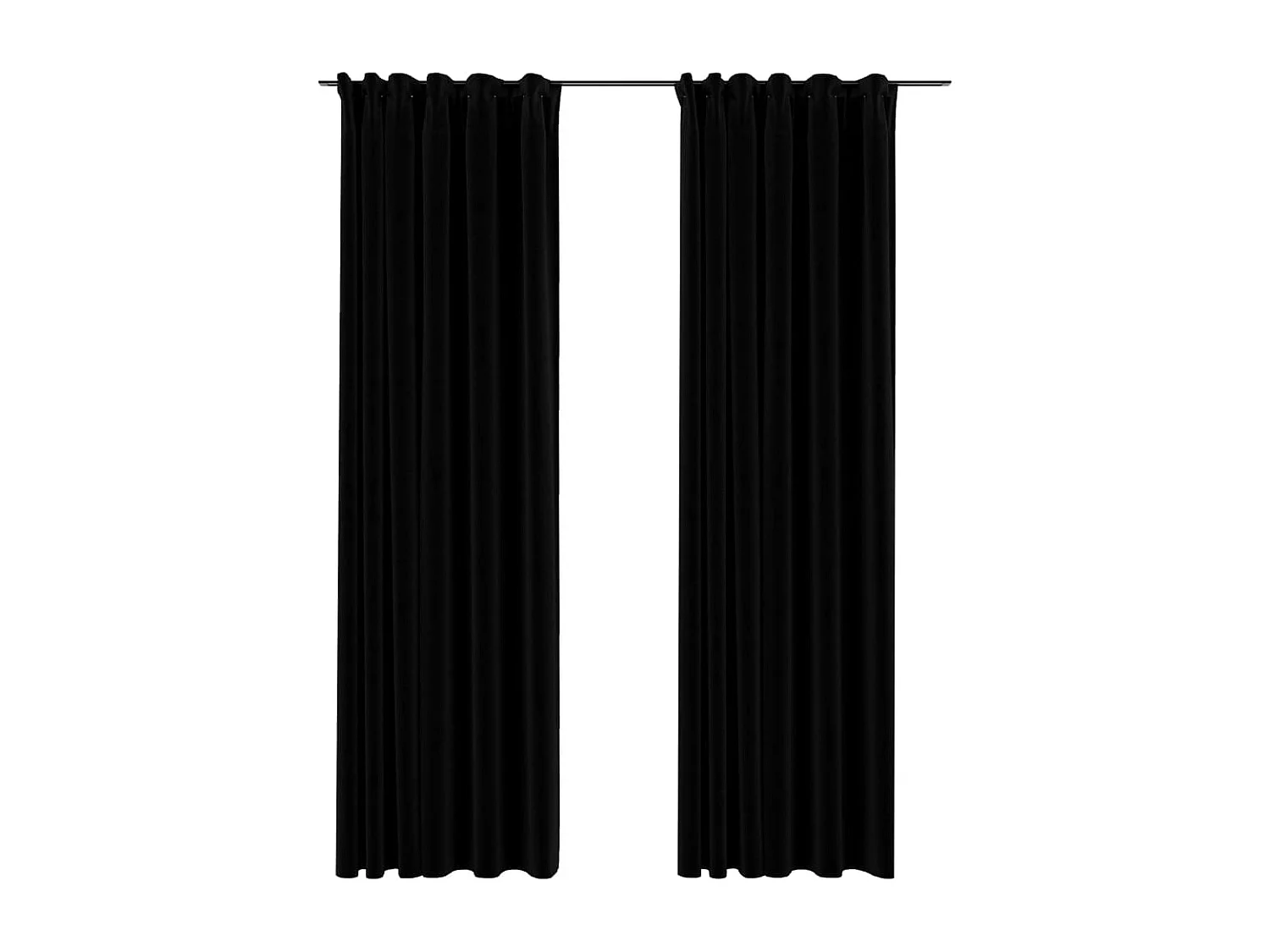 Cortinas blackout de linho com ganchos 2 unidades pretas 140x245cm