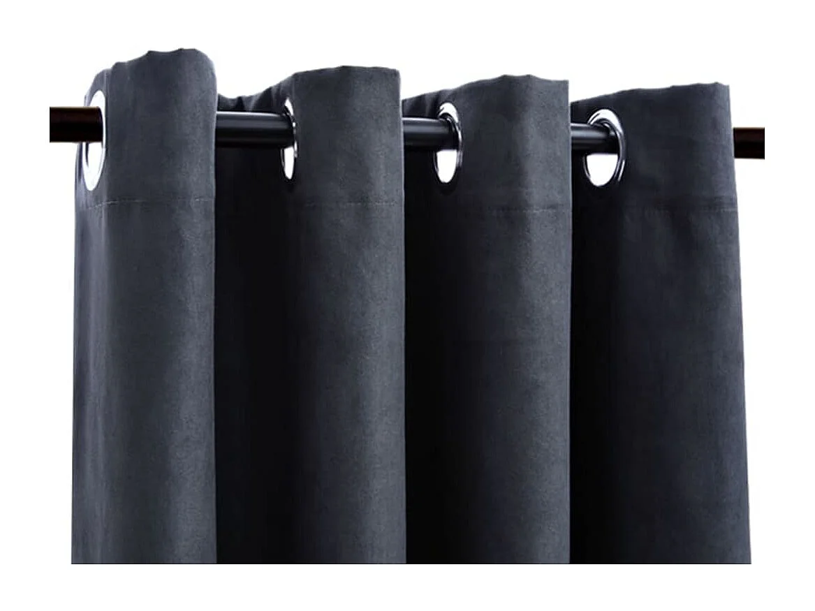 Cortinas blackout com argolas de metal 2pcs Antracite 140x225cm