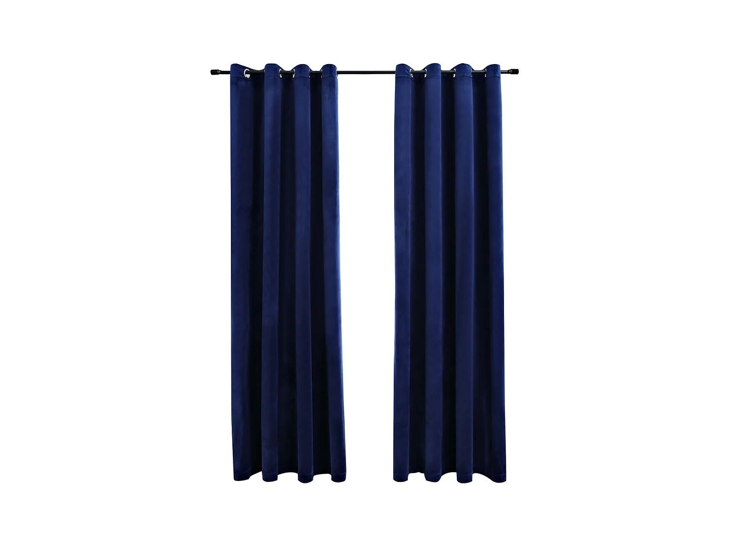 Cortinas e Argolas Blackout 2pcs Veludo Azul Escuro 140x175cm